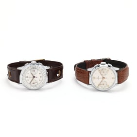 Two Vintage Stainless Steel Chronograph Watches