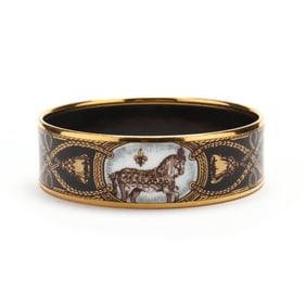 Gold-Tone Painted Bangle Bracelet, Hermès