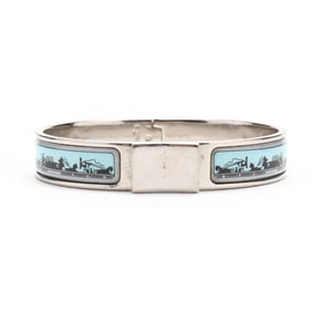Silver-Tone Mini Clic Bangle Bracelet, Hermès