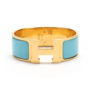Gold-Tone Clic Clac H Bangle Bracelet, Hermès
