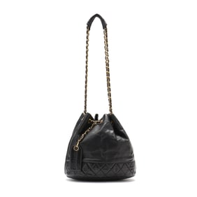 Leather Drawstring Bucket Bag, Chanel
