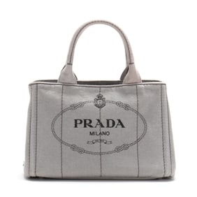 Gray Canvas Canapa Logo Tote, Prada