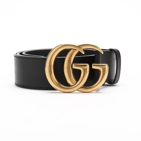 Black Leather GG Marmont Belt, Gucci
