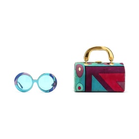 Blue and Purple Velvet Handbag and Matching Sunglasses, Emilio Pucci