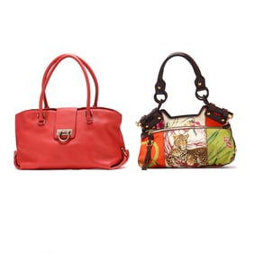 A Leather Handbag and a Canvas Handbag, Salvatore Ferragamo