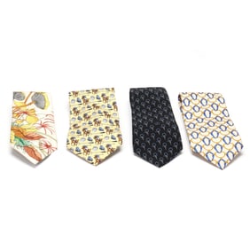 Group of Four Vintage Silk Ties, Gucci