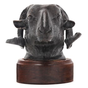 Patinated Bronze Model of a Ram's Head