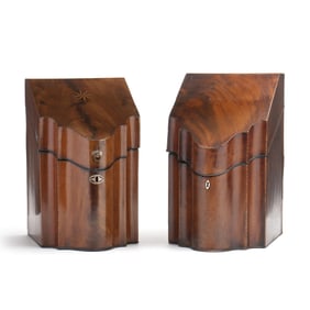 Two George III Inlaid Mahogany Knife Boxes