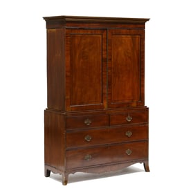 George III Inlaid Mahogany Linen Press