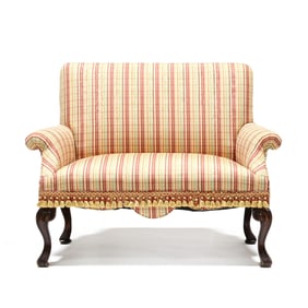 Queen Anne Style Silk Upholstered Settee