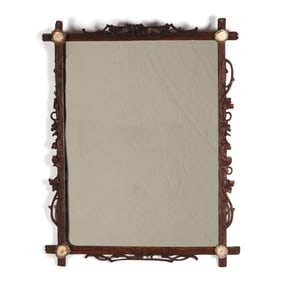 Black Forest Carved Oak and Antler Wall Mirror