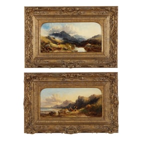 Joseph Horlor (English, 1809-1887), A Mountain Pool / A Rocky Coast (Two Works)