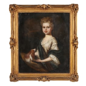 Continental School (18th Century), Portrait of a Girl with Spaniel