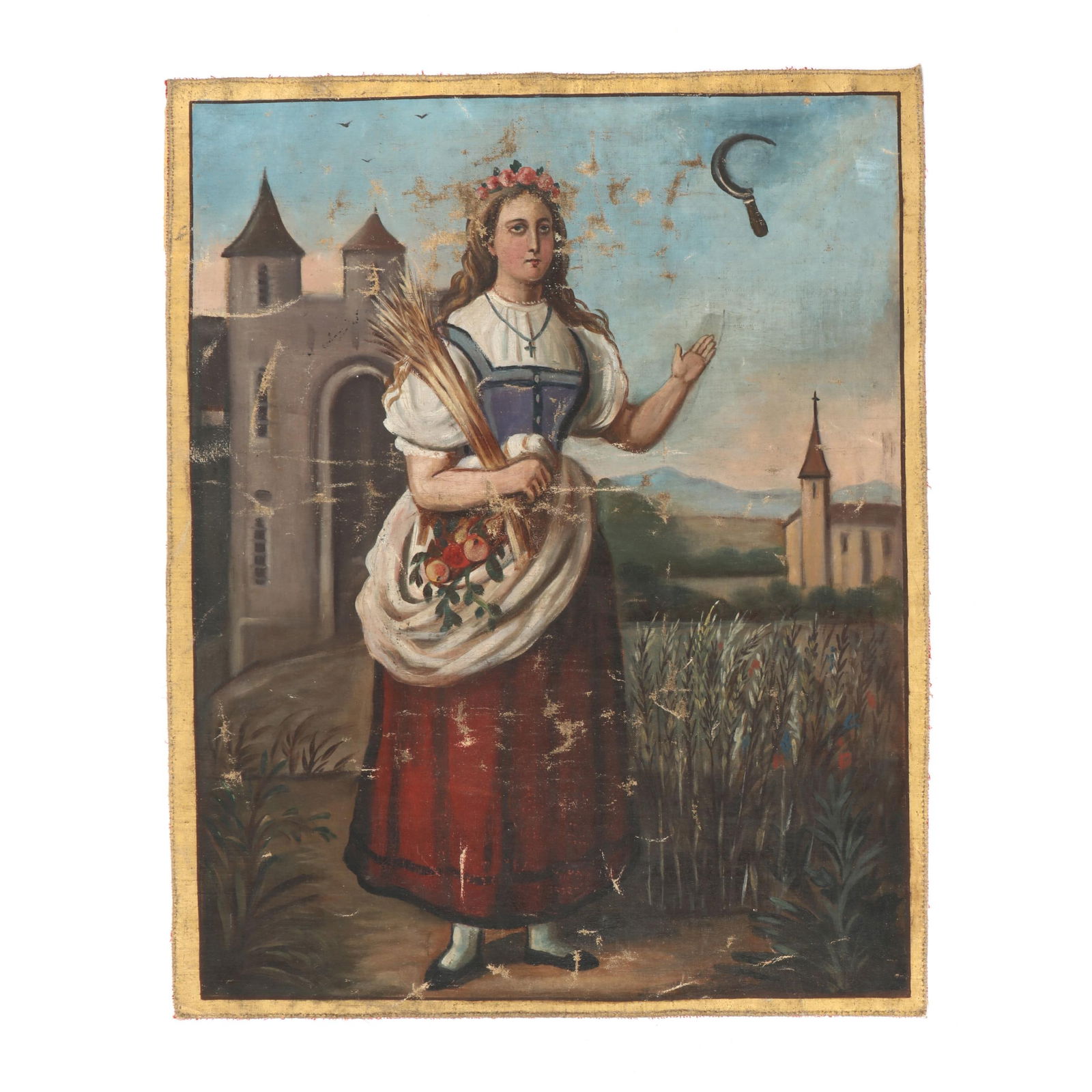 Double-Sided Italian Icon Painting,  Saint Anthony of Padua  &  Saint Notburga of Eben (1 of 11)