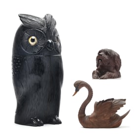 Three Black Forest Carved Animal Accessories