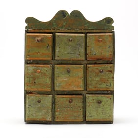 Antique Painted Wood Spice Chest