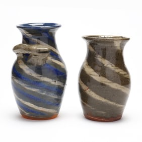 Burlon Craig (Vale, NC, 1914-2002), Two Swirlware Pottery Vases