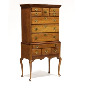 Connecticut Queen Anne Cherry Chest on Stand