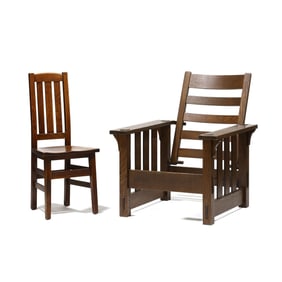 Two Mission Oak Stickley Chairs