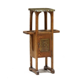 Mission Oak and Brass Smoking Stand