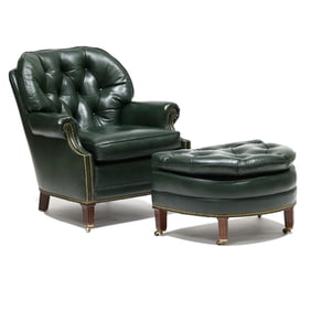 Hancock & Moore, Leather Upholstered Club Chair and Ottoman
