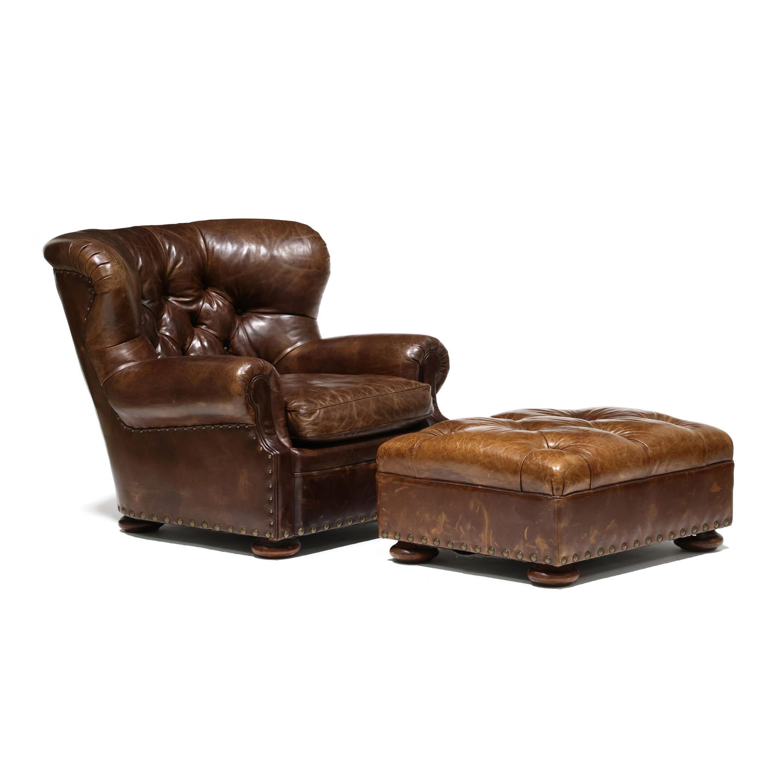 Ralph Lauren, Leather  Writer's Chair  and Ottoman (1 of 6)