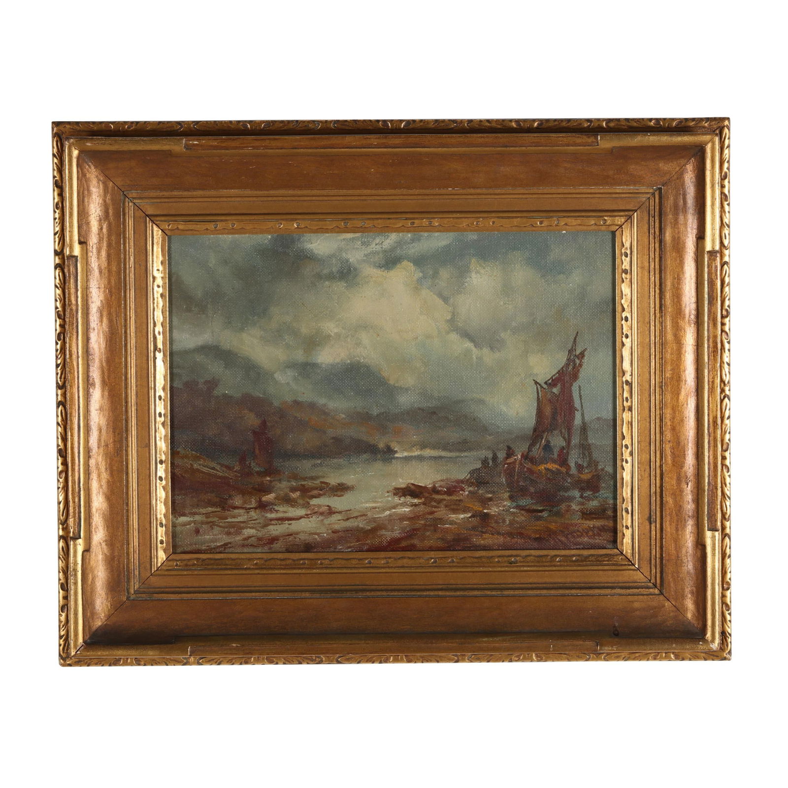 Robert B. Hopkin (Scottish-American, 1832-1909), Sailing Ship Moored at Shore (1 of 6)