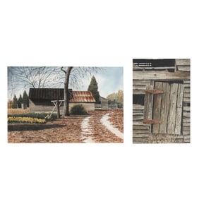 Cotton Ketchie (NC), Landscape with Barn / Barn Door (Two Works)