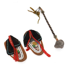 Northeastern Moccasins, Likely Iroquois, and a Mace