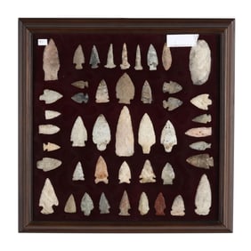 Forty-Five Framed Indian Artifacts From Kentucky