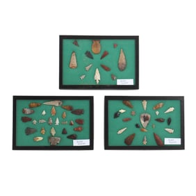 Vintage Collection of Fifty-Six Indian Arrowheads From Idaho