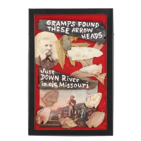 Folk Art Creation Celebrating Eight Indian Arrowheads From Missouri