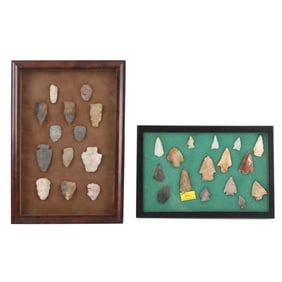 Two Frames of Native American Points and Tools,