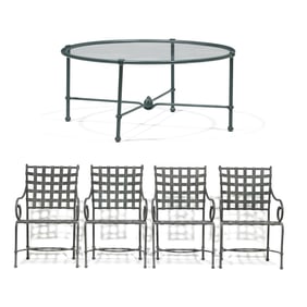 Brown Jordan, Florentine Coffee Table and Four Chairs