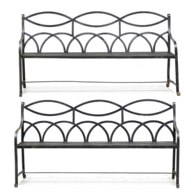 Pair of Regency Style Iron Garden Benches