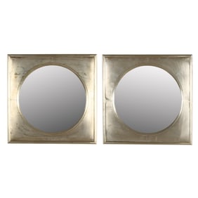 Pair of Metal Mounted Tondo Mirrors