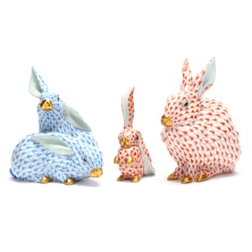 A Collection of Herend Porcelain Fishnet Bunnies