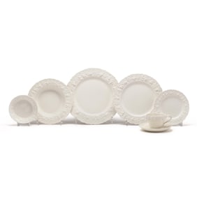 Large Wedgwood Cream Embossed Queensware Dinner Service