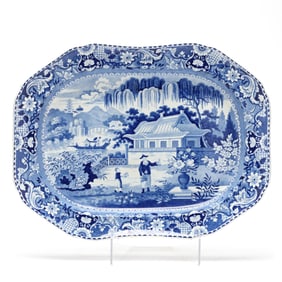 English Blue and White Transferware Platter