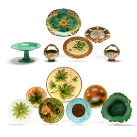 A Group of (13) Pieces of Majolica Tableware