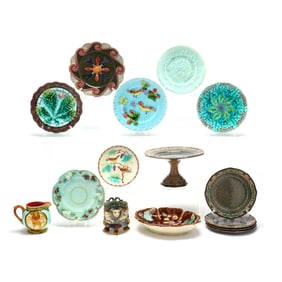 A Group of (15) Pieces of Majolica Tableware