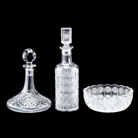Three Pieces of Cut Glass Servingware