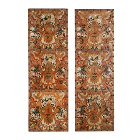Two Decorative Tooled and Painted Panels
