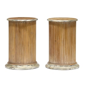 Pair of Fluted Column Walnut Pedestals
