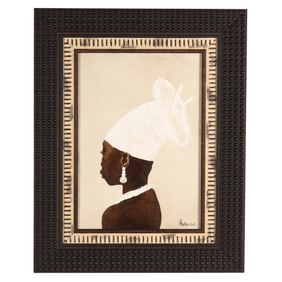 Contemporary Painting of an African Woman in Profile