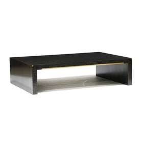 Modern History, Leopard Wood and Brass Large Cocktail Table