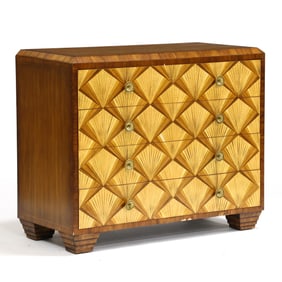 Maitland Smith, Art Deco Style Parquetry Inlaid Chest of Drawers