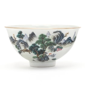 A Chinese Porcelain Bowl with Landscape