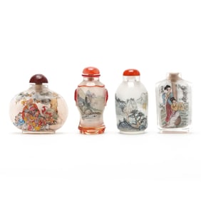 A Group of Chinese Reverse Glass Painted Snuff Bottles