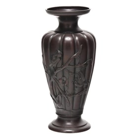 A Japanese Bronze Lobed Floor Vase